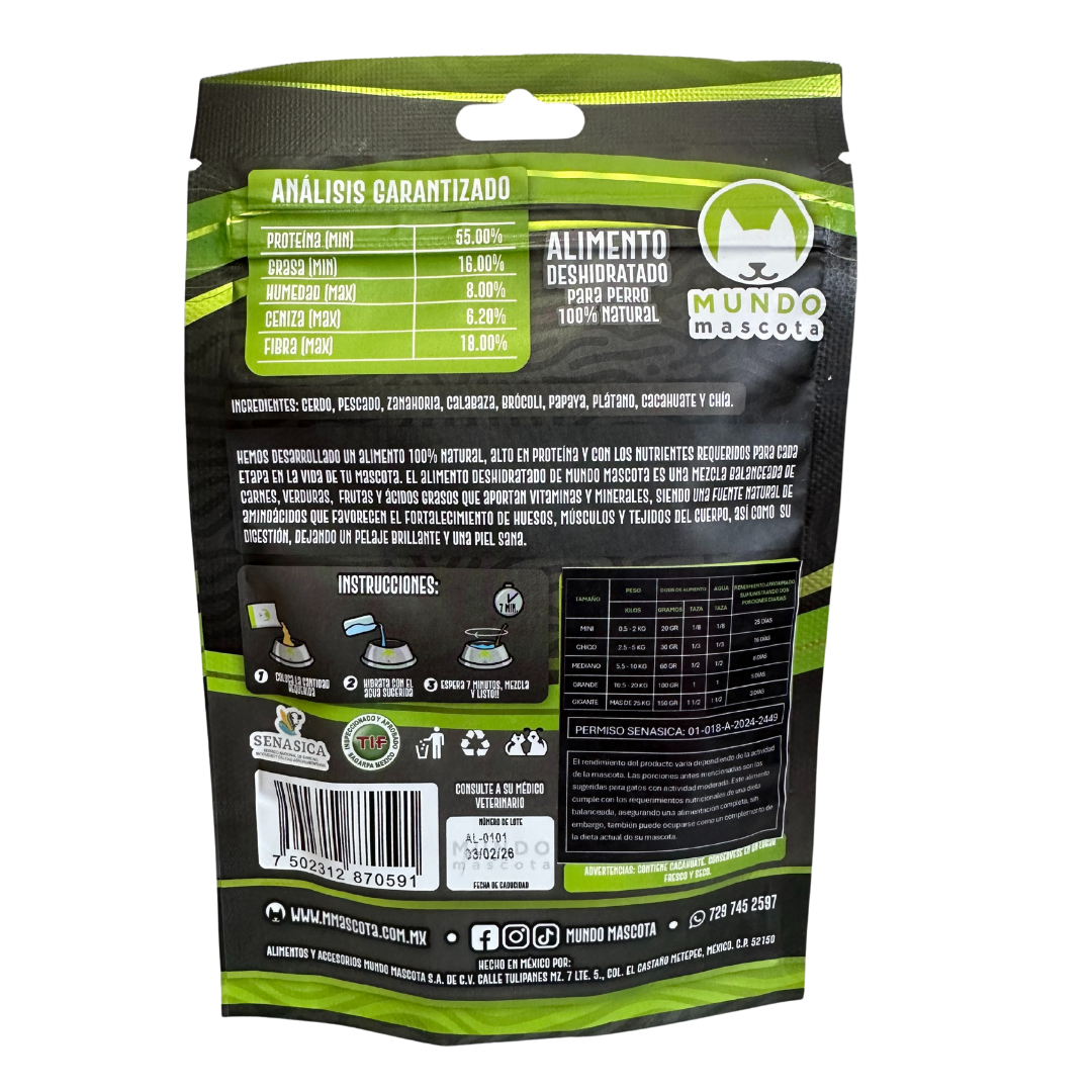 Mundo Mascota sobre 70gr Alimento Deshidratado 100% Natural para Perro