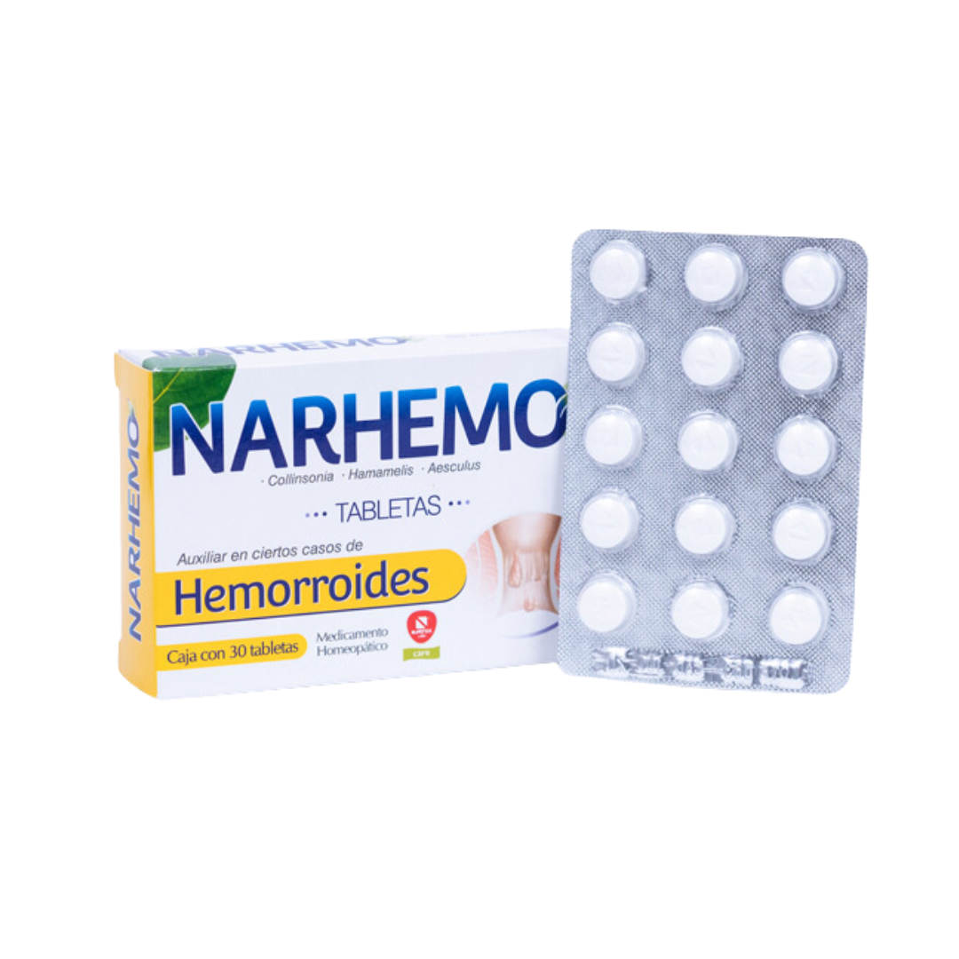 Narhemo 30 Tabletas - Auxiliar en el tratamiento de las hemorroides
