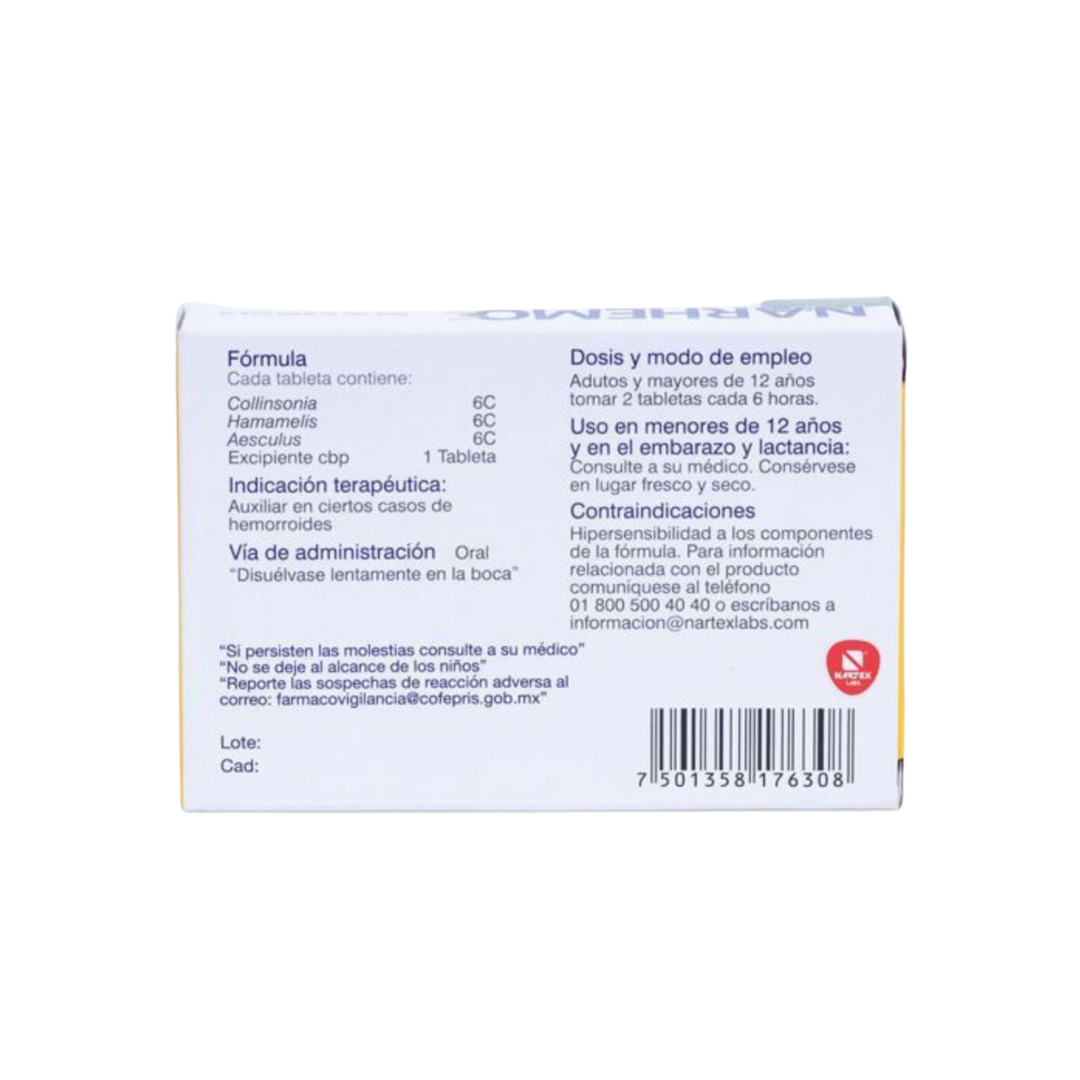 Narhemo 30 Tabletas - Auxiliar en el tratamiento de las hemorroides