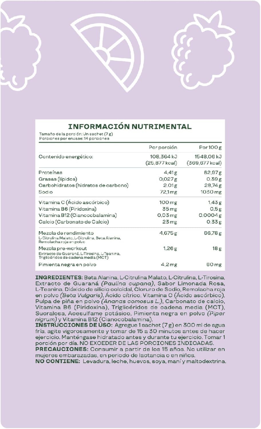 Bloom Pre-Workout Limonada Rosa Caja con 14 Sachets