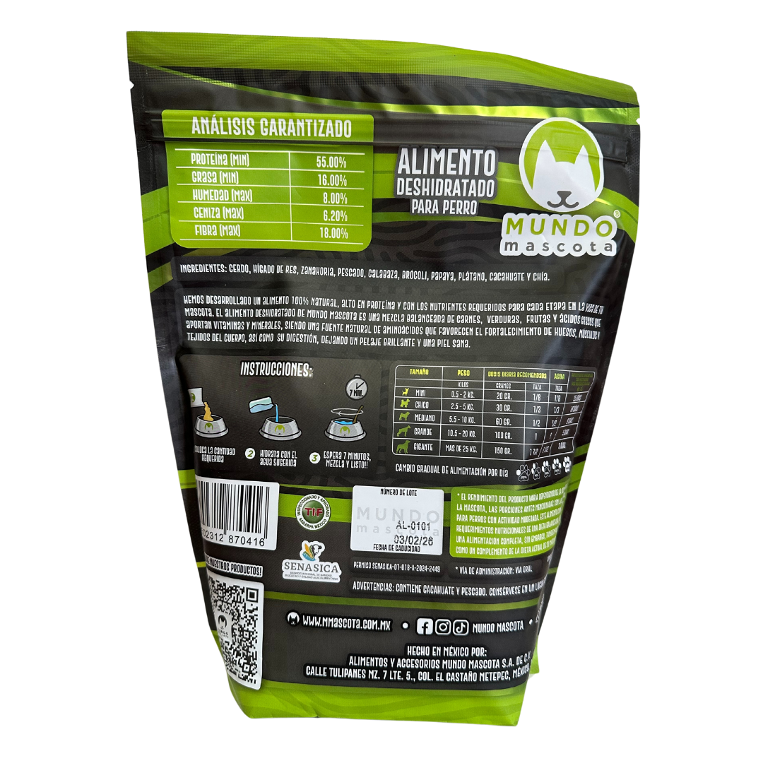 Mundo Mascota 1kg Alimento Deshidratado 100% Natural para Perro