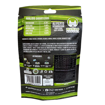 Mundo Mascota sobre 70gr Alimento Deshidratado 100% Natural para Perro