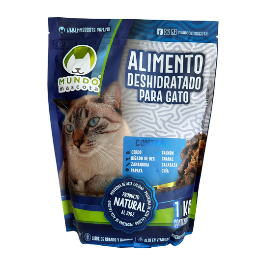 Mundo Mascota 1kg Alimento Deshidratado 100% Natural para Gato