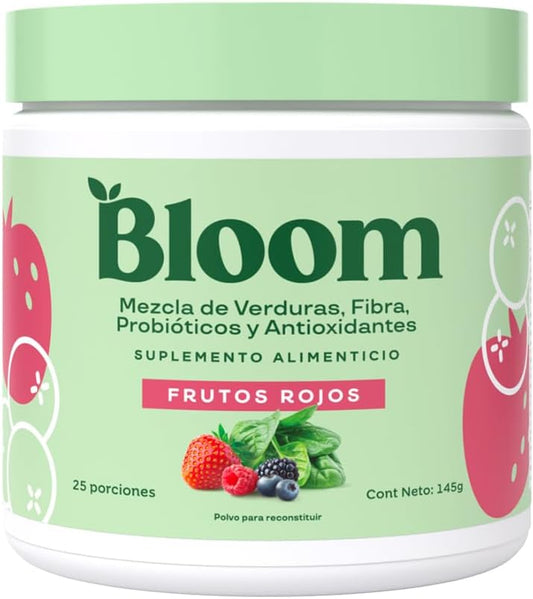 Bloom Mezcla de Verduras, Fibra, Probióticos y Antioxidantes Frutos Rojos 145 g