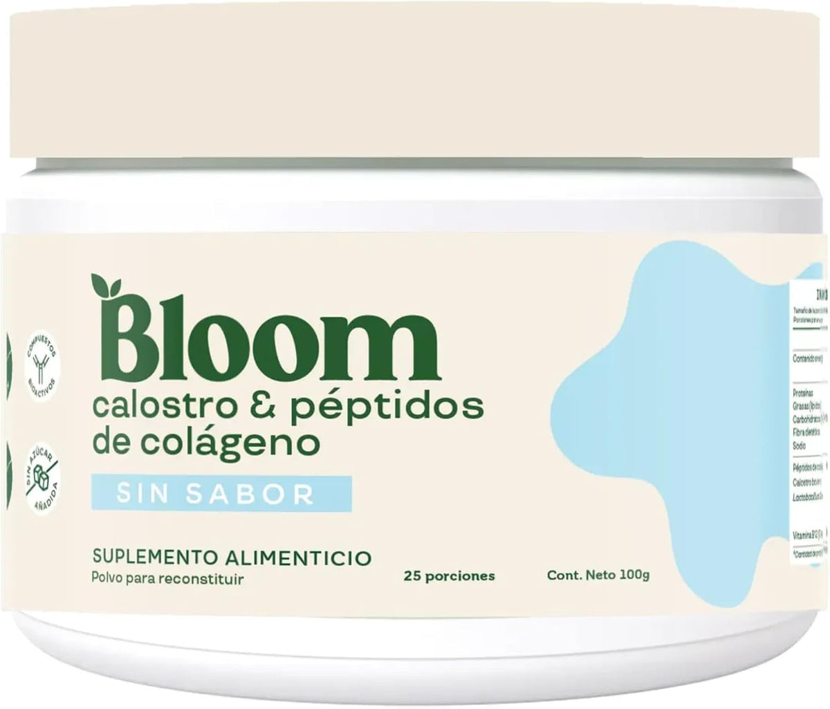 Bloom Nutrition Calostro Bovino y Péptidos de Colágeno Sin Sabor 118 gr