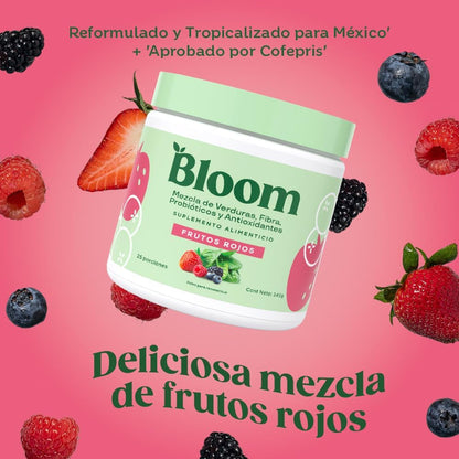 Bloom Mezcla de Verduras, Fibra, Probióticos y Antioxidantes Frutos Rojos 145 g