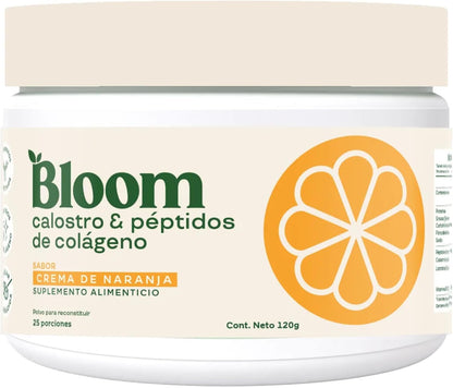Bloom Nutrition Calostro Bovino y Péptidos de Colágeno Crema de Naranja 118 gr