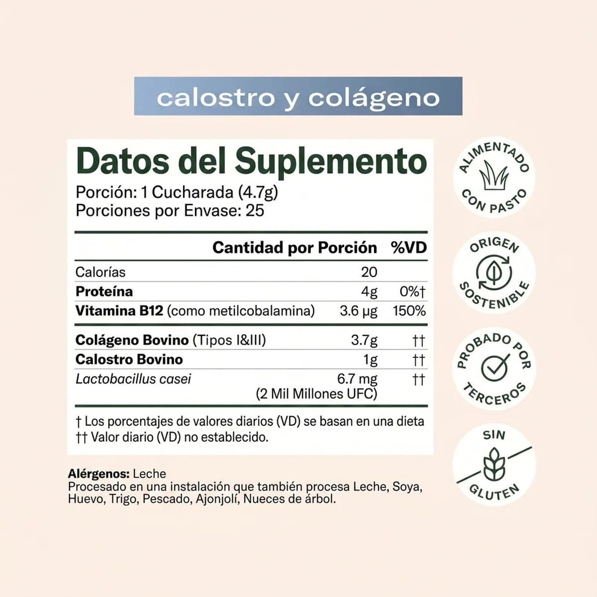 Bloom Nutrition Calostro Bovino y Péptidos de Colágeno Crema de Naranja 118 gr