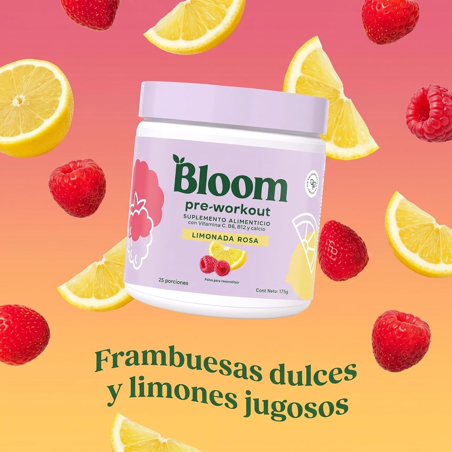 Bloom Pre-Workout Limonada Rosa 175 g | Energía, Enfoque y Máximo Rendimiento