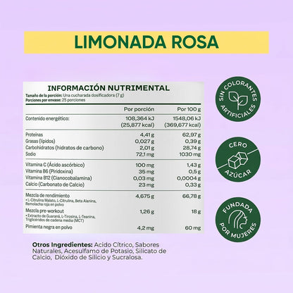 Bloom Pre-Workout Limonada Rosa 175 g | Energía, Enfoque y Máximo Rendimiento