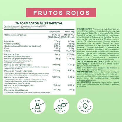 Bloom Mezcla de Verduras, Fibra, Probióticos y Antioxidantes Frutos Rojos 145 g